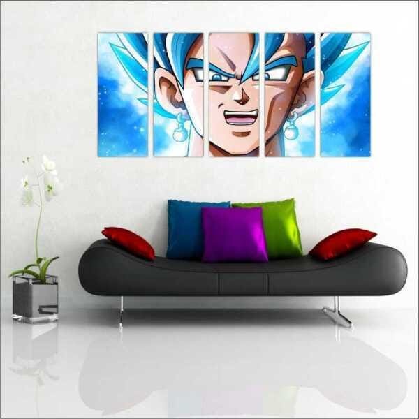 Quadro Decorativo Mosaico 5 peças Dragon Ball Super Goku Anime