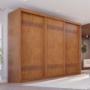 Ver imagem 1 de Guarda -Roupa Casal 3 Portas de Correr 6 Gavetas Palissy Frisado MDF Marrom/Rubi