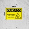 Placa de Sinalização Cuidado Aterramento com Cabos Elétricos - 3