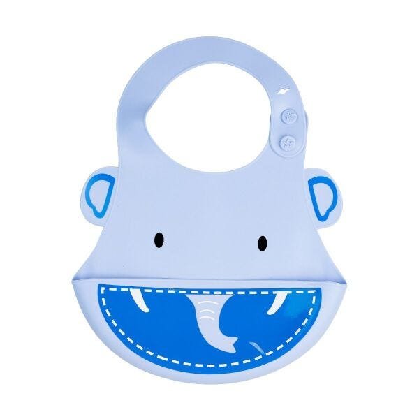 Babador de Silicone Elefante  Azul Kababy