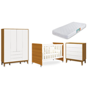 Ver imagem 2 de Quarto de Bebê Berço Evolution + Guarda Roupa 4P + Cômoda 4g Elfe Branco Savana com Colchão