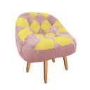 Ver imagem 2 de Poltrona Paloma Escritório Sala Pé Palito Suede Rosa Bebê e Suede Amarelo - Dominic Decor