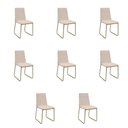 Ver imagem 1 de Kit 8 Cadeiras de Jantar Cozinha Industrial Lexa Veludo Élpis Móveis Bege Dourada