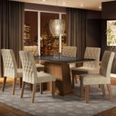 Ver imagem 1 de Conjunto Sala de Jantar Madesa Rafaela Mesa Tampo de Vidro com 6 Cadeiras - Rustic/preto/imperial