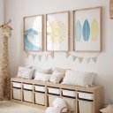 Ver imagem 2 de Kit 3 Quadros Decorativos Infantil | Fundo do Mar - Mar e Sol NO2 - 40x60 - Moldura Madeira