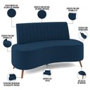 Ver imagem 7 de Sofá Chaise Living 2 Lugares 160cm para Sala Cayman K01 Veludo Azul Marinho