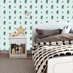 Papel de Parede Adesivo Corujas com fundo Verde Coração 12m - 2