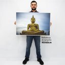 Ver imagem 2 de Quadro Decorativo Caixa Alta com Vidro Buda Meditativo TaColado Moldura Madeira 90 x 60cm