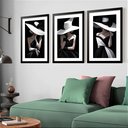 Ver imagem 1 de Kit 3 Quadros Grandes Dama 60x48cm:moldura Preta