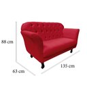 Ver imagem 6 de Kit Namoradeira + 1 Poltrona Decorativa Dália Couro Vermelho Pés Madeira Mz Decor