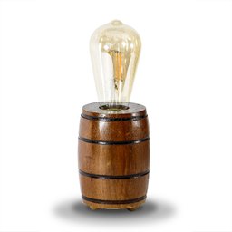 Luminária de Mesa Rústica - Abajur em Madeira Maciça Modelo Barril - 1