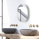 Ver imagem 1 de Espelho Decorativo Oval Para Banheiro Sala Com Moldura Prata 50x40cm