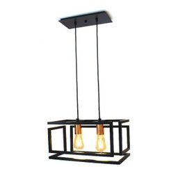 Pendente Infinity Preto e Cobre para 2 Lâmp. E-27 - 1
