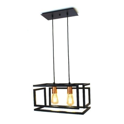 Pendente Infinity Preto e Cobre para 2 Lâmp. E-27