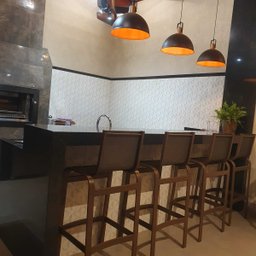Banqueta Lótus Baixa 60cm Altura de Alumínio e Tela Sling Marrom - Trama Móveis - 2