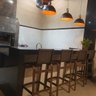 Banqueta Lótus Baixa 60cm Altura de Alumínio e Tela Sling Marrom - Trama Móveis - 2