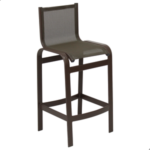 Banqueta Lótus Baixa 60cm Altura de Alumínio e Tela Sling Marrom - Trama Móveis