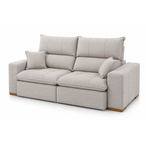 Sofá Thor Retrátil e Reclinável com Molas Ensacadas e Pillow Top de 18cm:Veludo Bege/1,90