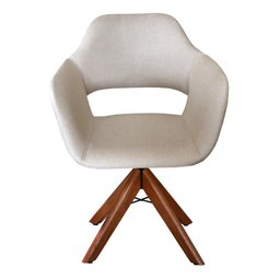 Poltrona Decorativa Zara Base Giratória - Linho Bege - 1