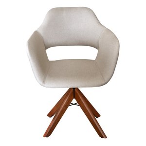 Poltrona Decorativa Zara Base Giratória - Linho Bege