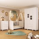 Ver imagem 2 de Quarto de Bebê Completo com Berço 3 em 1 para Colchão 130x60cm Sol Multimóveis Mp4522 Branco