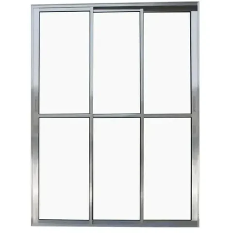 Porta de Aluminio Sacada 3 Folhas Móveis com Trinco Linha Leve:brilhante/2,10 X 1,20