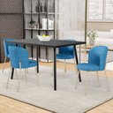 Ver imagem 2 de Cadeira para Sala de Jantar Cozinha Estofada Gavi Arena L02 Linho Azul - Lyam Decor