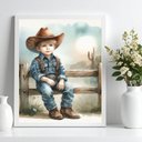 Ver imagem 2 de Quadro Decorativo Infantil Menino Cowboy 24x18cm - com Vidro:moldura Branca