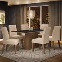 Ver imagem 1 de Conjunto Sala de Jantar Madesa Luciana Mesa Tampo de Madeira com 6 Cadeiras Rustic/Preto/Imperial Co