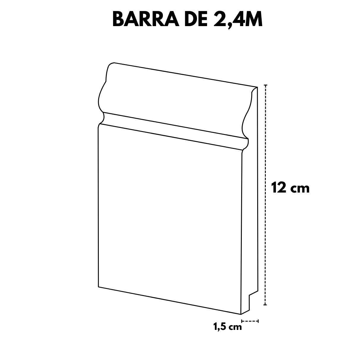 Rodapé Poliestireno 12cm Frisado Branco 57012 Arquitech - 2