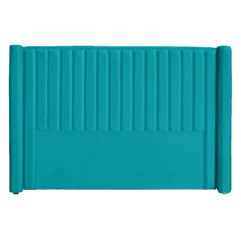 Cabeceira Ripada Estofada para Cama Box Casal 1.40 - Suede - Sv Decor:azul Turquesa