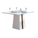 Ver imagem 3 de Mesa de Sala Jantar Italia + Tampo Madeirado Vidro 120x90cm Freijó/Off White - DJ Móveis