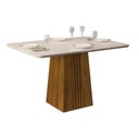 Ver imagem 1 de Mesa de Sala Jantar Italia + Tampo Madeirado Vidro 120x90cm Freijó/Off White - DJ Móveis