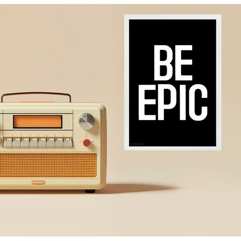 Quadro Decorativo Minimalista Be Epic 45x34cm - com Vidro:moldura Branca