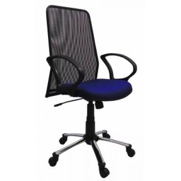 Cadeira Presidente Tela Giratória com Mecanismo Relax e Braços Fixo Cromada Azul 2 - 1