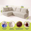 Ver imagem 2 de Sofá de Canto Modular Vibe Esquerdo 2,70m x 1,70m Xpand Tech Tecido Velourê Bege Cama Inbox