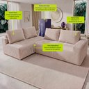 Ver imagem 3 de Sofá de Canto Modular Vibe Esquerdo 2,70m x 1,70m Xpand Tech Tecido Velourê Bege Cama Inbox