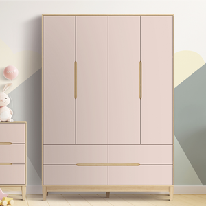 Guarda Roupa para Quarto de Bebê Rosa com Carvalho Linha Tomi Quater