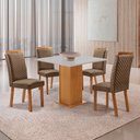 Ver imagem 2 de Mesa de Jantar Loren 90cm Tampo MDF Canto Reto com 4 Cadeiras Lorena