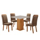 Ver imagem 1 de Mesa de Jantar Loren 90cm Tampo MDF Canto Reto com 4 Cadeiras Lorena