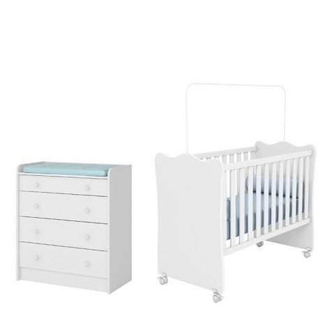 Quarto para bebê Cômoda e Berço Doce Sonho branco 2523/1