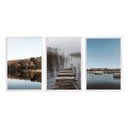 Ver imagem 1 de Trio de Quadros Decorativos Paisagens Mar Natureza para Sala