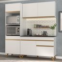 Ver imagem 3 de Armário de Cozinha Compacta 182cm Veneza Multimóveis V3694 Branco/Dourado