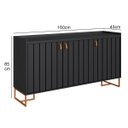 Ver imagem 3 de Aparador Trendy 160cm Mdp Portas Ripadas Puxador Couro Pés Aço Carbono Moderno