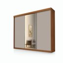 Ver imagem 6 de Roupeiro Casal Luxo Florença 100% Mdf 3 Portas de Correr 5 Gavetas Trilhos em Alumínio Espelho - Lua