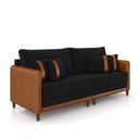 Ver imagem 1 de Sofá 3 Lugares Living 192cm Pé Madeira Valença Nozes/veludo Preto K01 - D'Rossi