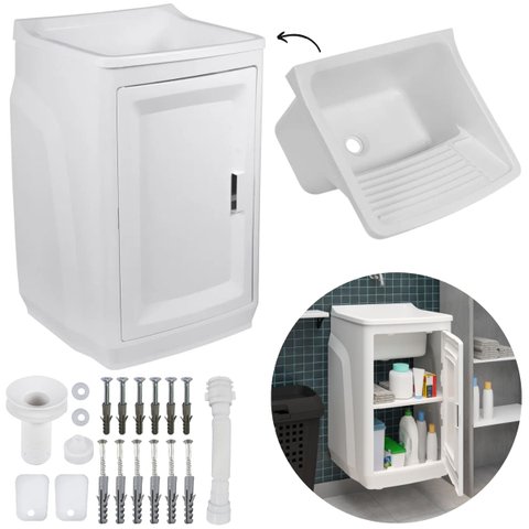 Gabinete Para Lavanderia Com Tanque Branco | 01 Porta | Astra