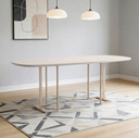Ver imagem 1 de Mesa de Jantar 8 Lugares Retangular Orgânico com Vidro 200cm Pés Industrial Alina N01 Off White Cham