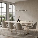 Ver imagem 3 de Mesa de Jantar 8 Lugares Retangular Orgânico com Vidro 200cm Pés Industrial Alina N01 Off White Cham