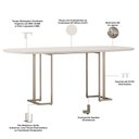 Ver imagem 4 de Mesa de Jantar 8 Lugares Retangular Orgânico com Vidro 200cm Pés Industrial Alina N01 Off White Cham